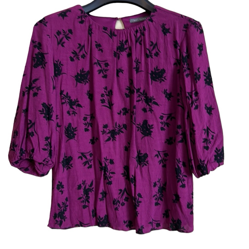 Suzy Shier women’s top ballon sleeve lined floral size large